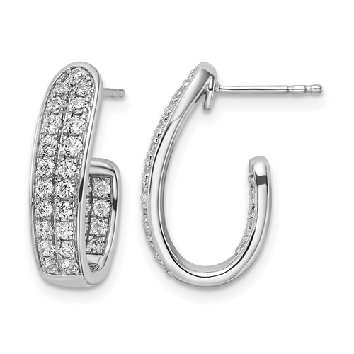 14K White Gold 1 Carat Lab Grown Diamond VS SI+ G+ Complete in and Out J-Hoop Hoop Earrings