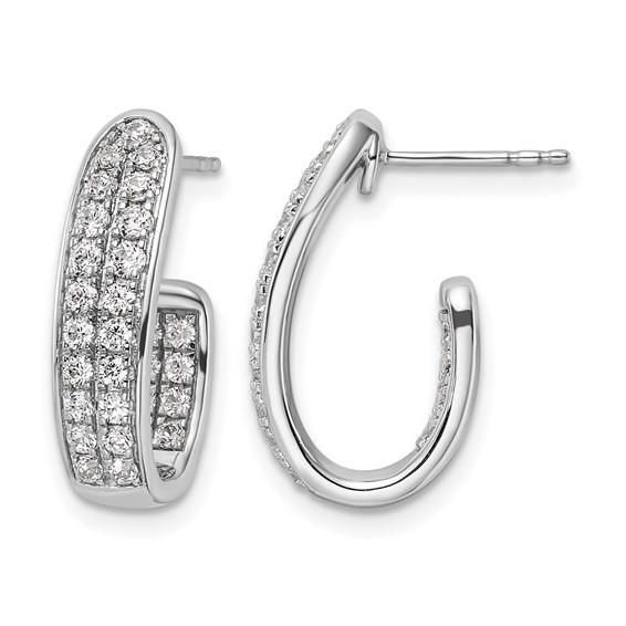 14k White Gold 1 carat Lab Grown Diamond VS/SI+ G+ Complete In and Out J-Hoop Hoop Earrings