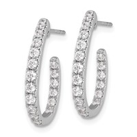 14K White Gold 1 Carat Lab Grown Diamond VS SI+ G+ Complete in and Out J-Hoop Hoop Earrings view 2