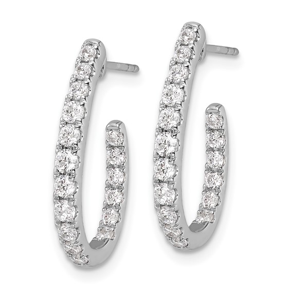 14k White Gold 1 carat Lab Grown Diamond VS/SI+ G+ Complete In and Out J-Hoop Hoop Earrings