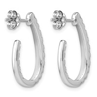 14K White Gold 1 Carat Lab Grown Diamond VS SI+ G+ Complete in and Out J-Hoop Hoop Earrings view 4