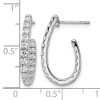 14K White Gold 1 Carat Lab Grown Diamond VS SI+ G+ Complete in and Out J-Hoop Hoop Earrings view 5