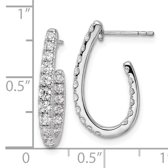 14k White Gold 1 carat Lab Grown Diamond VS/SI+ G+ Complete In and Out J-Hoop Hoop Earrings