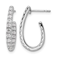 14K White Gold 1 Carat Lab Grown Diamond VS SI+ G+ Complete in and Out J-Hoop Hoop Earrings view 1