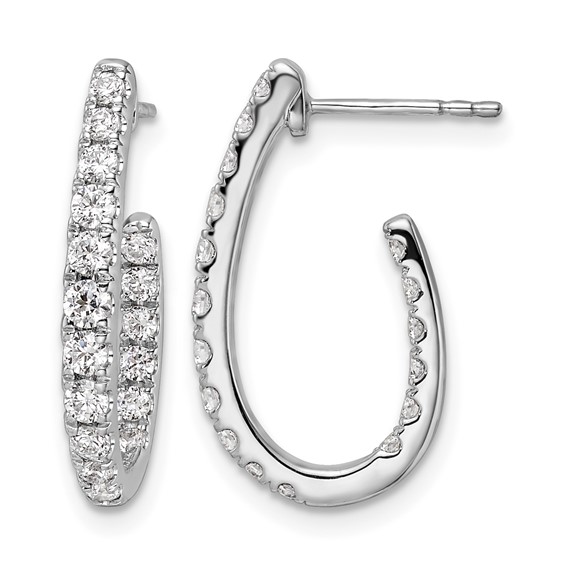 14k White Gold 1 carat Lab Grown Diamond VS/SI+ G+ Complete In and Out J-Hoop Hoop Earrings