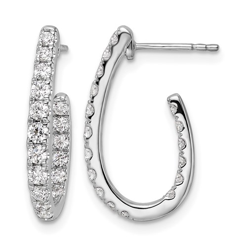 14K White Gold 1 Carat Lab Grown Diamond VS SI+ G+ Complete in and Out J-Hoop Hoop Earrings