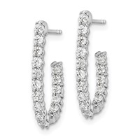 14K White Gold 1 Carat Lab Grown Diamond VS SI+ G+ Complete in and Out J-Hoop Hoop Earrings view 2