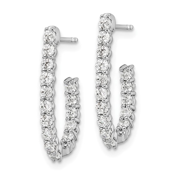 14k White Gold 1 carat Lab Grown Diamond VS/SI+ G+ Complete In and Out J-Hoop Hoop Earrings