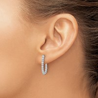 14K White Gold 1 Carat Lab Grown Diamond VS SI+ G+ Complete in and Out J-Hoop Hoop Earrings view 3