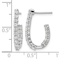 14K White Gold 1 Carat Lab Grown Diamond VS SI+ G+ Complete in and Out J-Hoop Hoop Earrings view 4
