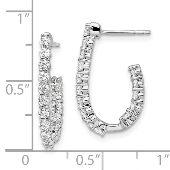 14k White Gold 1 carat Lab Grown Diamond VS/SI+ G+ Complete In and Out J-Hoop Hoop Earrings