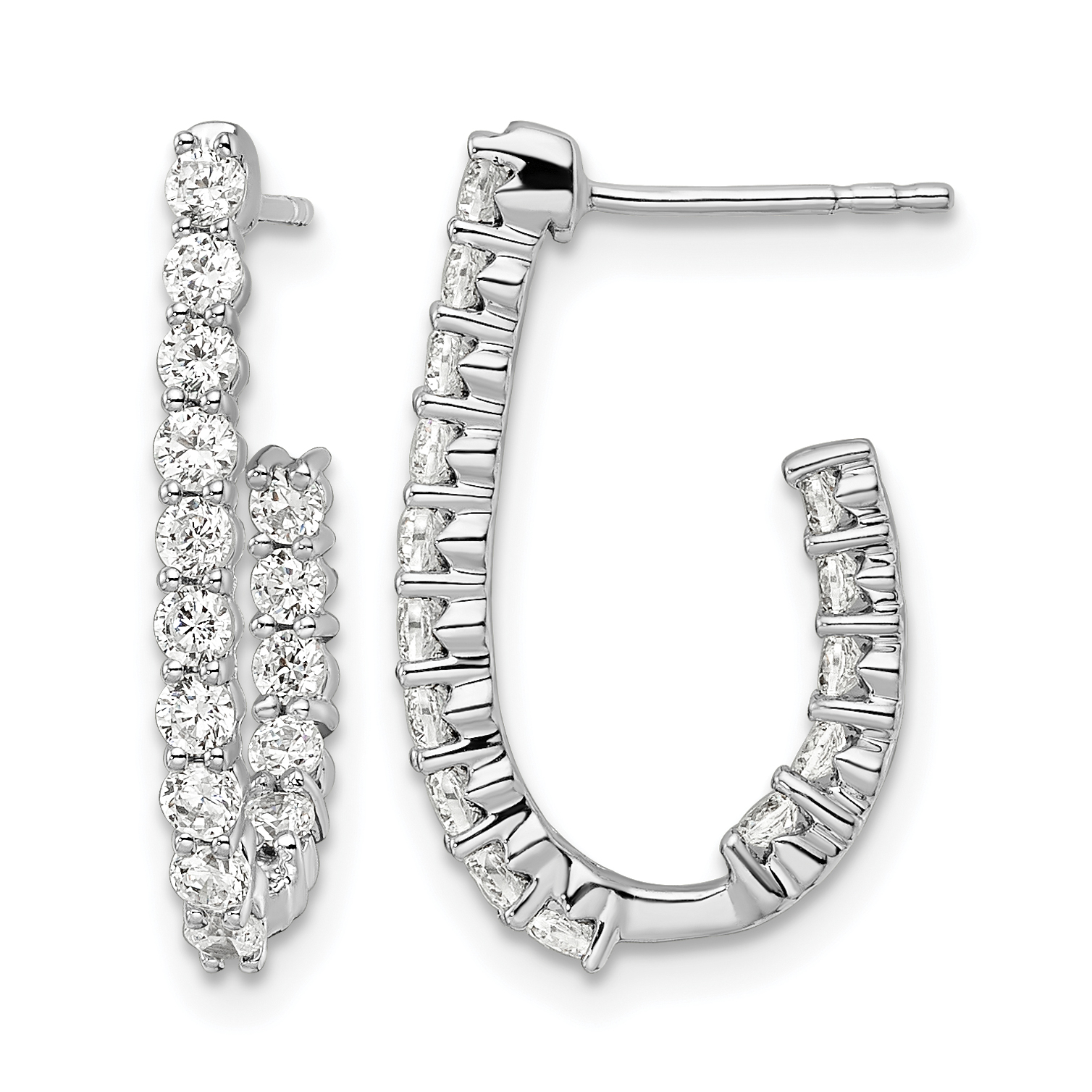 14k White Gold 1 carat Lab Grown Diamond VS/SI+ G+ Complete In and Out J-Hoop Hoop Earrings (EM9121-100-WLG)