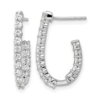 14K White Gold 1 Carat Lab Grown Diamond VS SI+ G+ Complete in and Out J-Hoop Hoop Earrings view 1