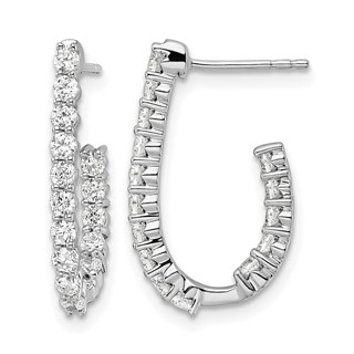 14k White Gold 1 carat Lab Grown Diamond VS/SI+ G+ Complete In and Out J-Hoop Hoop Earrings
