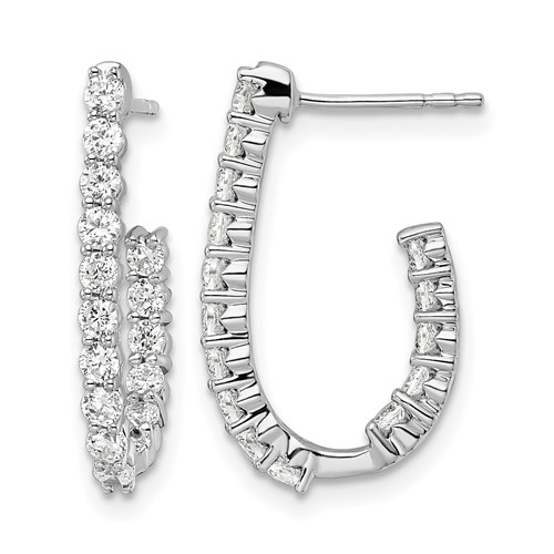 14K White Gold 1 Carat Lab Grown Diamond VS SI+ G+ Complete in and Out J-Hoop Hoop Earrings