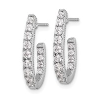 14K White Gold 1 Carat Lab Grown Diamond VS SI+ G+ Complete in and Out J-Hoop Hoop Earrings view 2