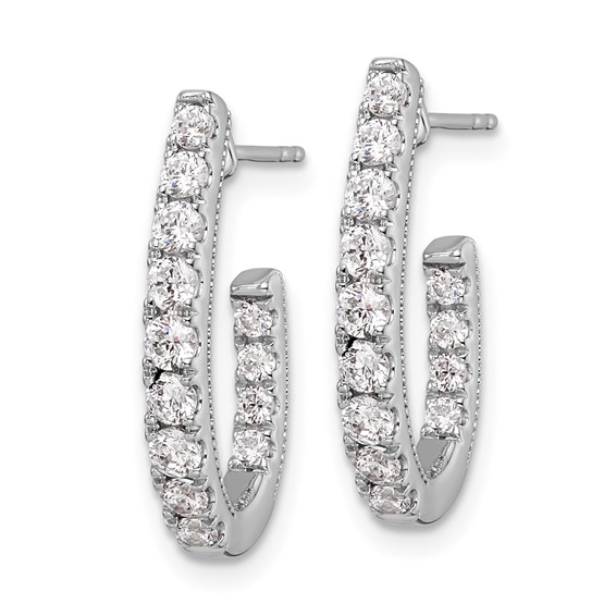 14k White Gold 1 carat Lab Grown Diamond VS/SI+ G+ Complete In and Out J-Hoop Hoop Earrings