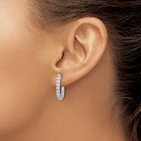14K White Gold 1 Carat Lab Grown Diamond VS SI+ G+ Complete in and Out J-Hoop Hoop Earrings view 3