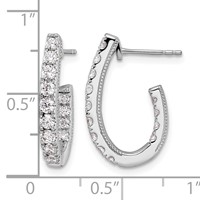 14K White Gold 1 Carat Lab Grown Diamond VS SI+ G+ Complete in and Out J-Hoop Hoop Earrings view 4