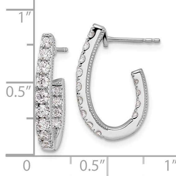 14k White Gold 1 carat Lab Grown Diamond VS/SI+ G+ Complete In and Out J-Hoop Hoop Earrings