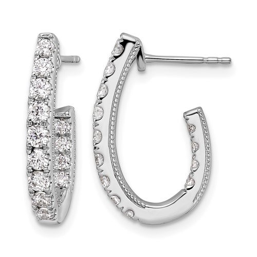 14K White Gold 1 Carat Lab Grown Diamond VS SI+ G+ Complete in and Out J-Hoop Hoop Earrings