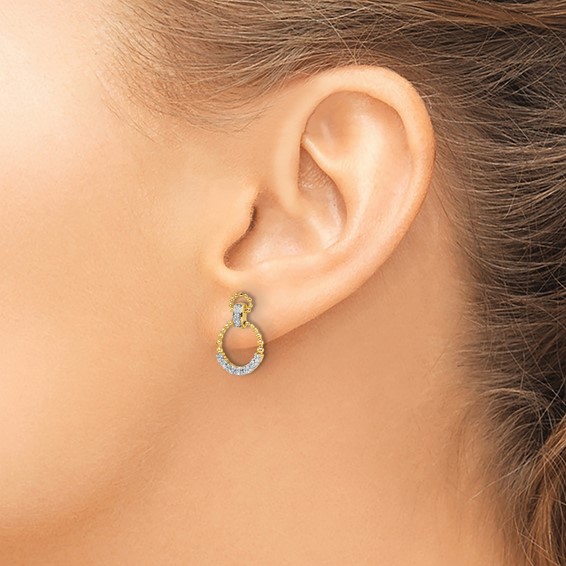 14k 1/4 carat Lab Grown Diamond VS/SI+ G+ Circle Dangle Post Earrings