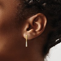 14K Yellow Gold 0.33 Carat Lab Grown Diamond VS SI+ G+ Beaded Bar Dangle Post Earrings view 3