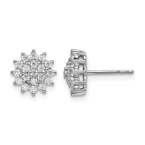 14K White Gold 0.50 Carat Lab Grown Diamond VS SI+ G+ Complete Cluster Post Earrings
