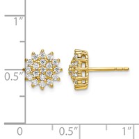 14K Yellow Gold 0.50 Carat Lab Grown Diamond VS SI+ G+ Complete Cluster Post Earrings view 4