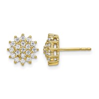 14K Yellow Gold 0.50 Carat Lab Grown Diamond VS SI+ G+ Complete Cluster Post Earrings view 1
