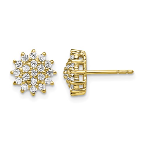 14K Yellow Gold 0.50 Carat Lab Grown Diamond VS SI+ G+ Complete Cluster Post Earrings