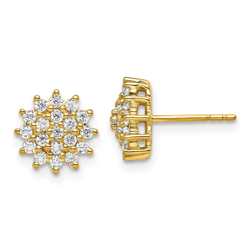 14k 1/2 carat Lab Grown Diamond VS/SI+ G+ Complete Cluster Post Earrings