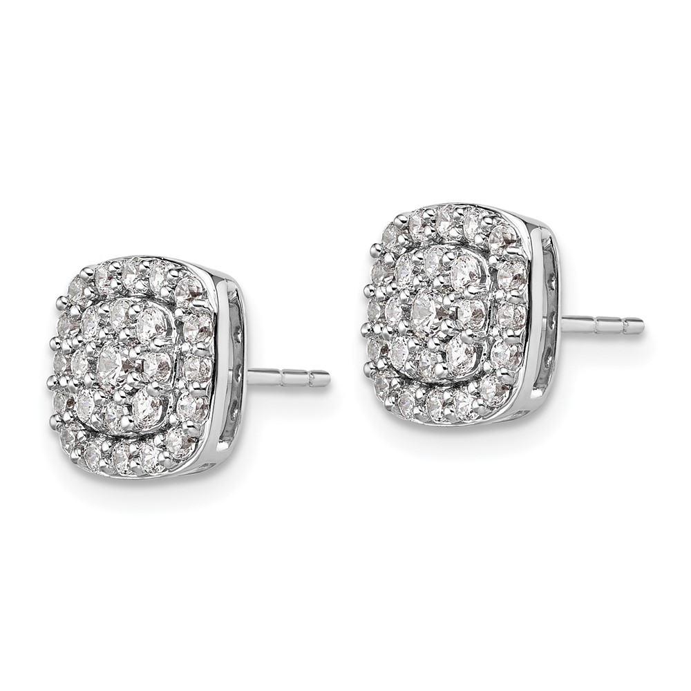 14k White Gold 7/8 carat Lab Grown Diamond VS/SI+ G+ Complete Square Halo Post Earrings (EM9127-088-WLG)