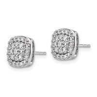 14K White Gold 0.88 Carat Lab Grown Diamond VS SI+ G+ Complete Square Halo Post Earrings view 2