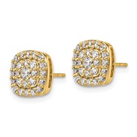 14K Yellow Gold 0.88 Carat Lab Grown Diamond VS SI+ G+ Complete Square Halo Post Earrings view 2