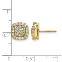 14K Yellow Gold 0.88 Carat Lab Grown Diamond VS SI+ G+ Complete Square Halo Post Earrings view 4