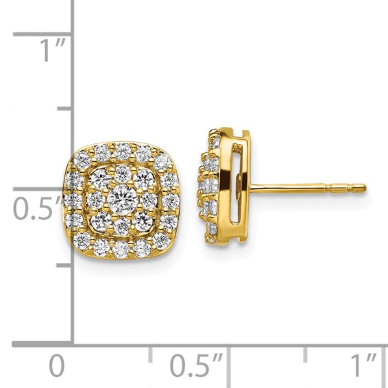 Diamond Squared Halo Post Earrings