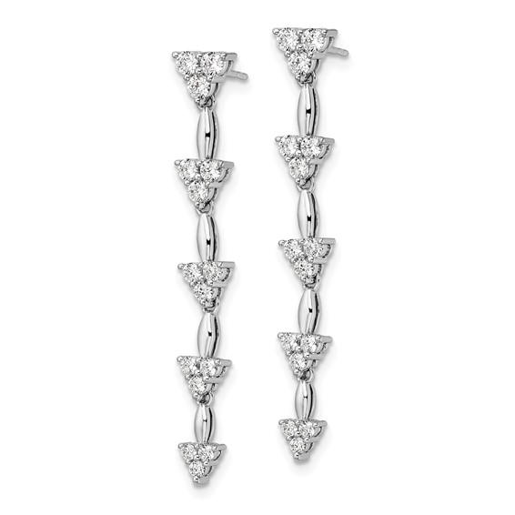 14k White Gold 1 carat Lab Grown Diamond VS/SI+ G+ Complete Marquise Dangle Cluster Post Earrings