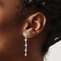 14K White Gold 1 Carat Lab Grown Diamond VS SI+ G+ Complete Marquise Dangle Cluster Post Earrings view 3