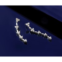14K White Gold 1 Carat Lab Grown Diamond VS SI+ G+ Complete Marquise Dangle Cluster Post Earrings view 5