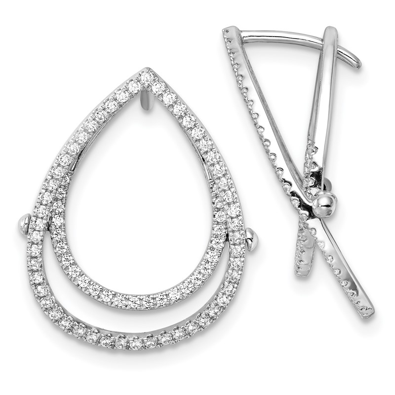 14K White Gold Lab Grown VS/SI+ G+ Dia Teardrop Fashion Hinged Earrings