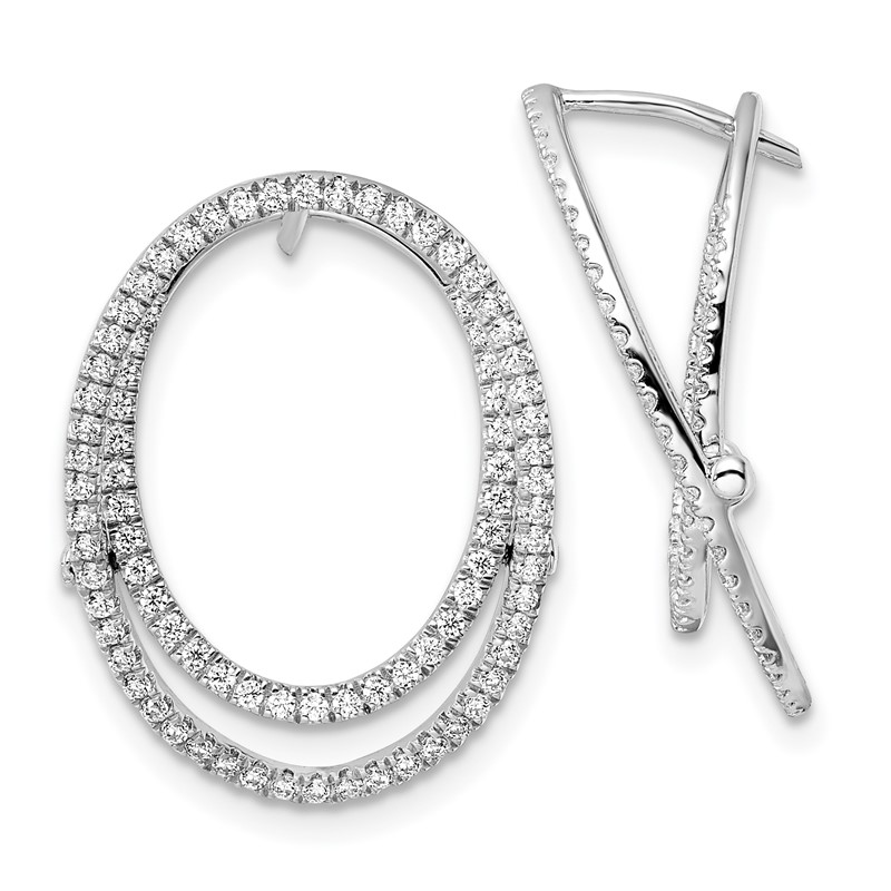 14K White Gold Lab Grown VS/SI+ G+ Dia Oval Fashion Hinged Earrings