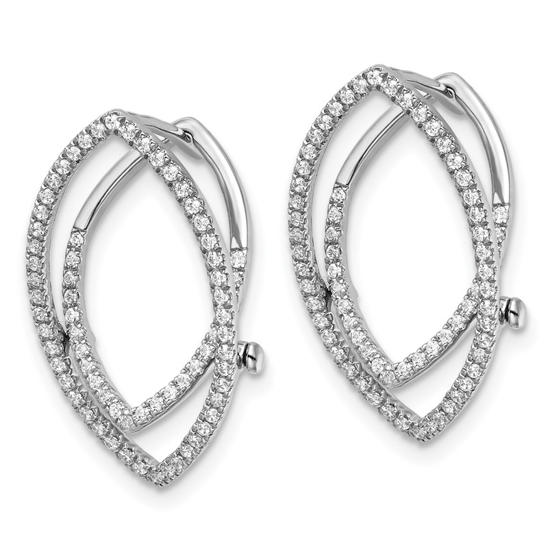 14K White Gold Lab Grown VS/SI+ G+ Dia Marquise Shape Hinged Earrings