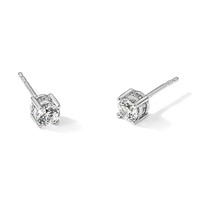 14K White Gold 0.50 Carat Lab Grown Diamond VS SI+ G+ Complete Stud Post Earrings view 5