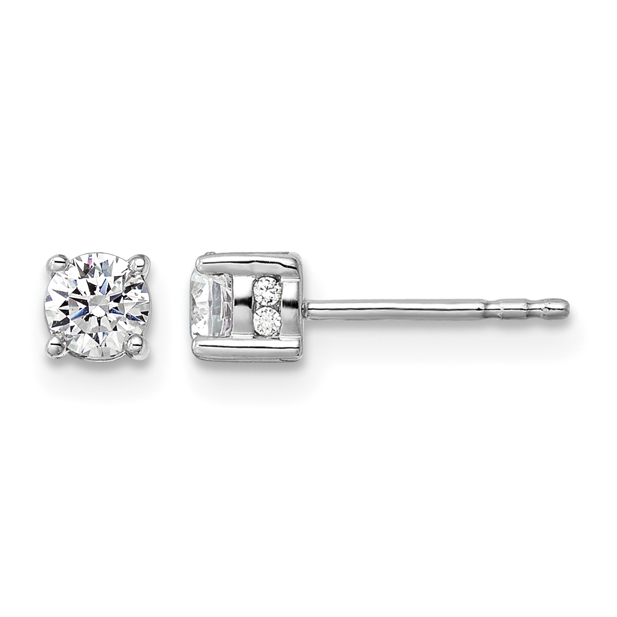 14k White Gold 1/2 carat Lab Grown Diamond VS/SI+ G+ Complete Stud Post Earrings (EM9202-050-WLG)
