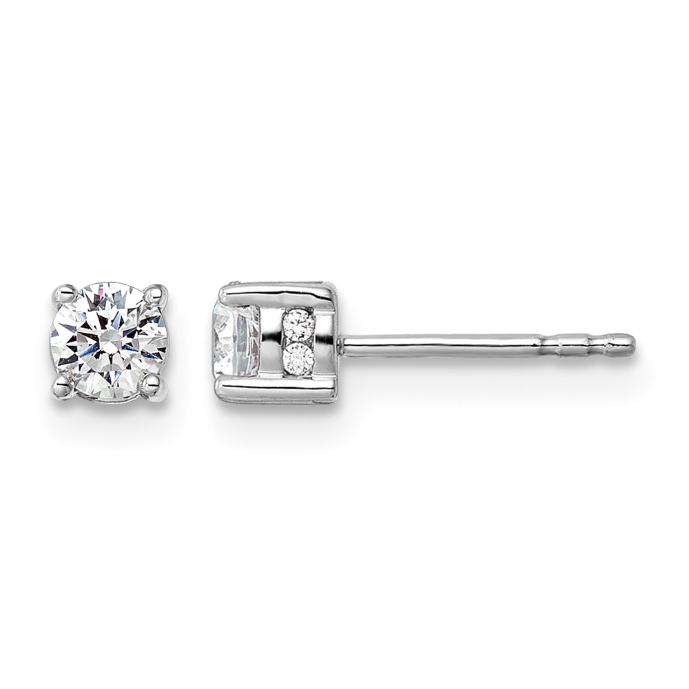 14k White Gold 1/2 carat Lab Grown Diamond VS/SI+ G+ Complete Stud Post Earrings (EM9202-050-WLG)