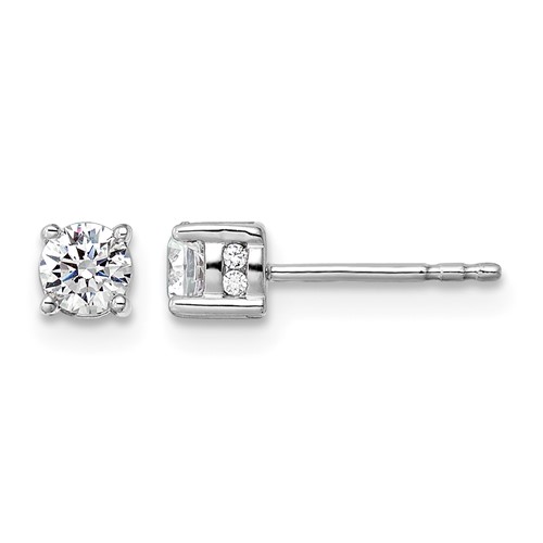 14K White Gold 0.50 Carat Lab Grown Diamond VS SI+ G+ Complete Stud Post Earrings