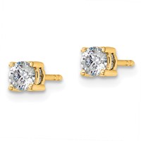 14K Yellow Gold 0.50 Carat Lab Grown Diamond VS SI+ G+ Complete Stud Post Earrings view 2
