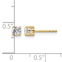 14K Yellow Gold 0.50 Carat Lab Grown Diamond VS SI+ G+ Complete Stud Post Earrings view 3