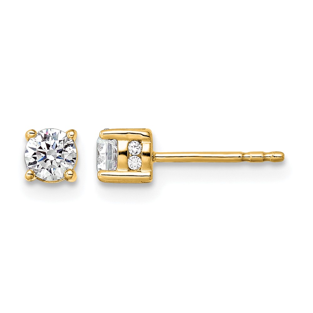 14K Yellow Gold 0.50 Carat Lab Grown Diamond VS SI+ G+ Complete Stud Post Earrings
